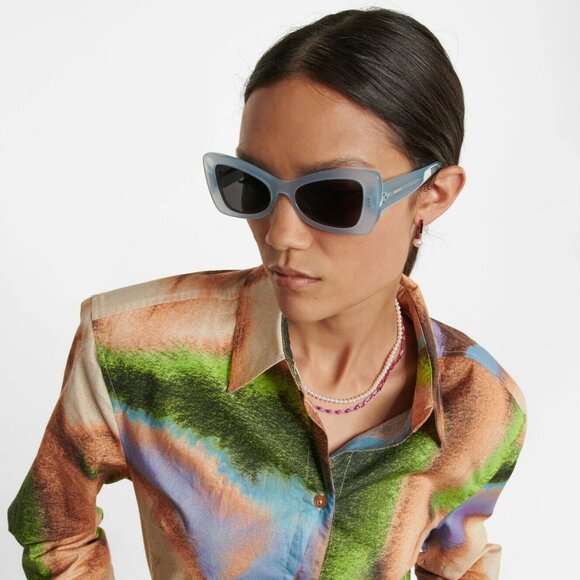 NEW Celine CL40236I 84A CELINE 3 DOTS Shiny Blue Grey Women Butterfly Sunglasses - Picture 11 of 11